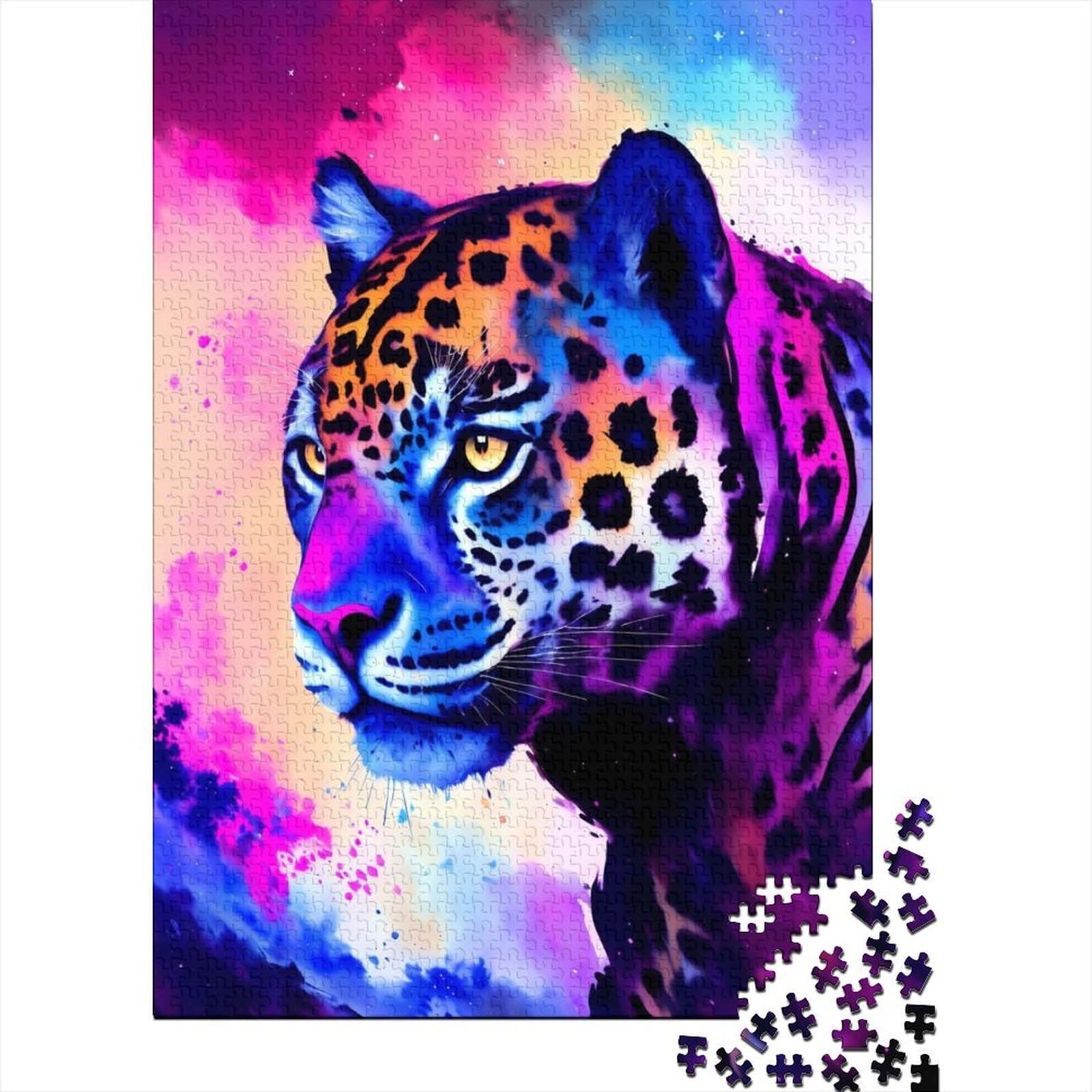 Cosmic Jaguar Großes Puzzle für Erwachsene 1000 Teile für Erwachsene Schwierige Puzzles Puzzles für Erwachsene Lernspiel Herausforderungsspielzeug 75x50cm