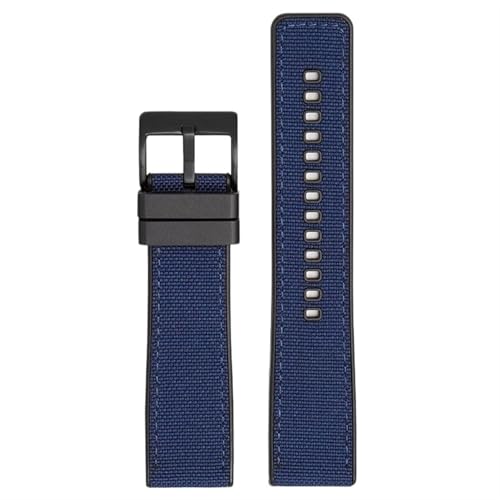 THBGTCNQ Uhrenarmband aus Canvas und Gummi, 20 mm, 22 mm, 24 mm, universelles Uhrenarmband mit Schnellverschluss, Herren-Nylonarmband for Smartwatches, Quarzuhren(Blue Black,22mm)