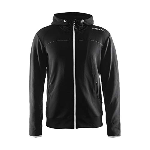 Craft Herren Sweatshirt Leisure Full Zip Hood, Black-Silver, M