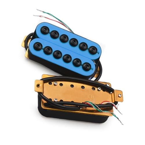 Einstellbare Metall-Doppelspulen-Tonabnehmer Für E-Gitarre, Humbucker, Punk, Hellblau e gitarren tonabnehmer (Color : Neck and Bridge)