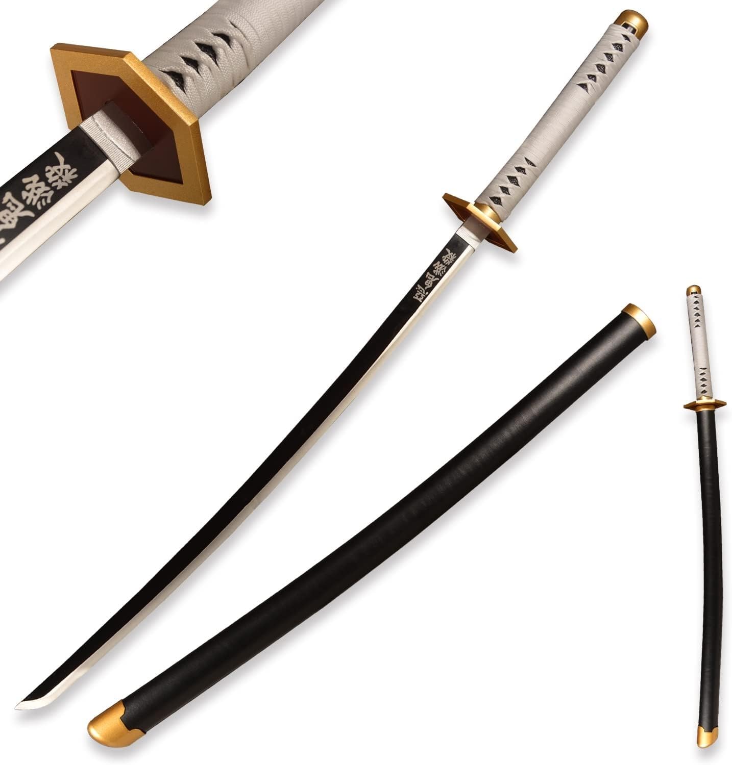 MAUXpIAO Sword Valley Demon Slayer Schwert aus echtem Metall, handgefertigtes Samurai-Schwert Cosplay-Anime-Schwert, ca. 104cm-rengoku/tanjiro/inosuke/kokushibou A Variety of Styles echt/a4/A