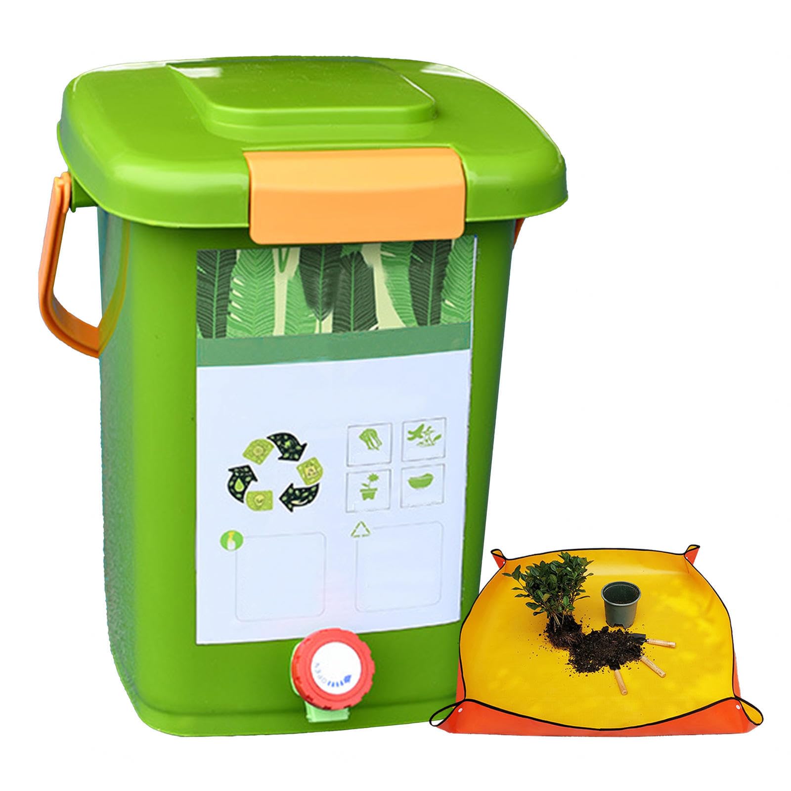 Komposteimer für die Küche, Arbeitsplatte mit Wasserhahn, zum Sammeln von Kompost, Flüssigkeit, Outdoor-Komposteimer, leicht zu reinigen, mit versiegelter Abdeckung, Komposteimer, Stil 4 (20 l), 1 Set