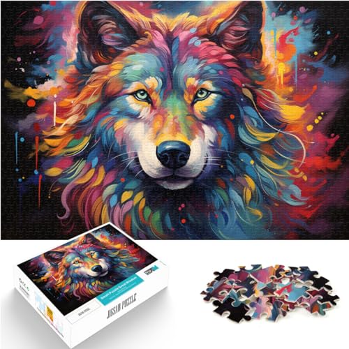 Puzzles Bunter Fantasiewolf für Erwachsene, 1000 Teile, Puzzle-Geschenke, Holzpuzzle, jedes Teil ist einzigartig – anspruchsvolles, unterhaltsames Familienspiel, 1000 Teile (50 x 75 cm)