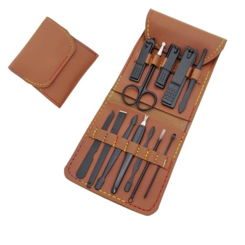 4/12/Stück Nagelwerkzeuge Nagelknipser Nagelschere Falttasche Professioneller Cutter Zangenwerkzeuge (Color : 12pcs brown)