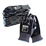 NITREX Unigloves 250FC – 10 Paar – Allgemeine Handhabung Handschuhe mit Nitrilbeschichtung und Polyester-Futter, in Grau / Schwarz