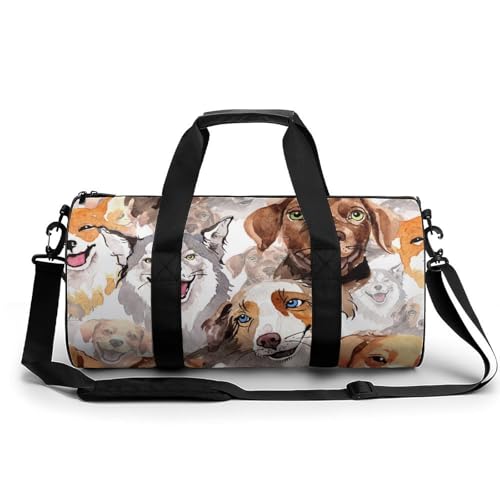 Cartoon Hund Sport Duffel Bag Sporttasche Reisetasche Handgepäck Tasche Schwimmtasche Weekender Bag 45x23x23cm