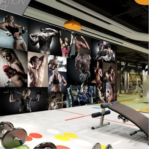 tyujlkjddlf Tapete Wandbild 3D Benutzerdefinierte Fitnessstudio-Tapete, 3D-Sportverein, Hintergrund, Wanddekoration, Trendwandbild, Kampfsport, Fitnessstudio, Boxen, Fitnessstudio, Tapete-200Cmx140Cm