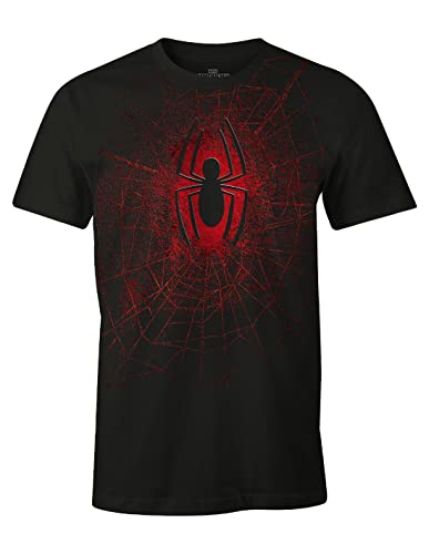 Spider-Man Herren T-Shirt Logo Web Spinnennetz Marvel Baumwolle schwarz - M