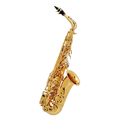 Eb Altsaxophon Messing Gold Lack Musikinstrument E-Flachsaxophon mit Koffer-Zubehör (Farbe: Hellgrün)