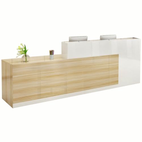 Empfangstresen, moderner Empfangstresen aus Holz mit Theke – abschließbare Schubladen, moderner Verkaufstresen, Computertisch, Empfangstisch for Salon, Lobby, Hotelkasse, Büro(Wood-right high,120x60x1