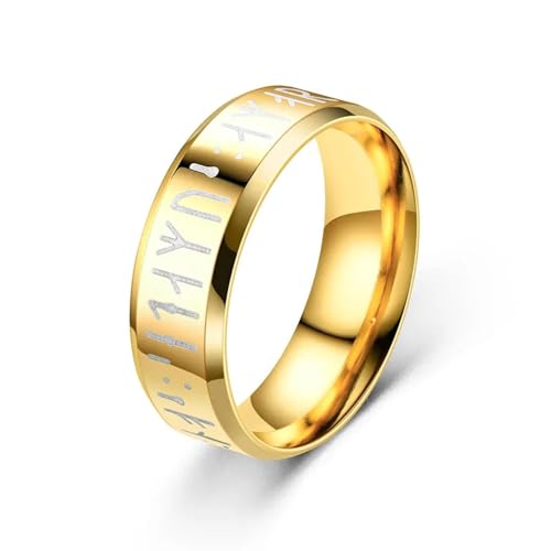 Hmsanase Ring Ringe Damen Bijouterie Herren Vintage 8Mm Ringe Einfache Amulettringe Für Männer Frauen Mode Geschenk 8 Goldfarbe