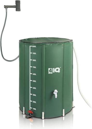 Regentank 1000 Liter - Faltbare Regentonne Regenfass - Regenwassertonne Wassertank - Regenwassertank mit Oberem Wasserhahn und Unterem Ablauf - Schlauch zum Ablassen von überschüssigem Wasser