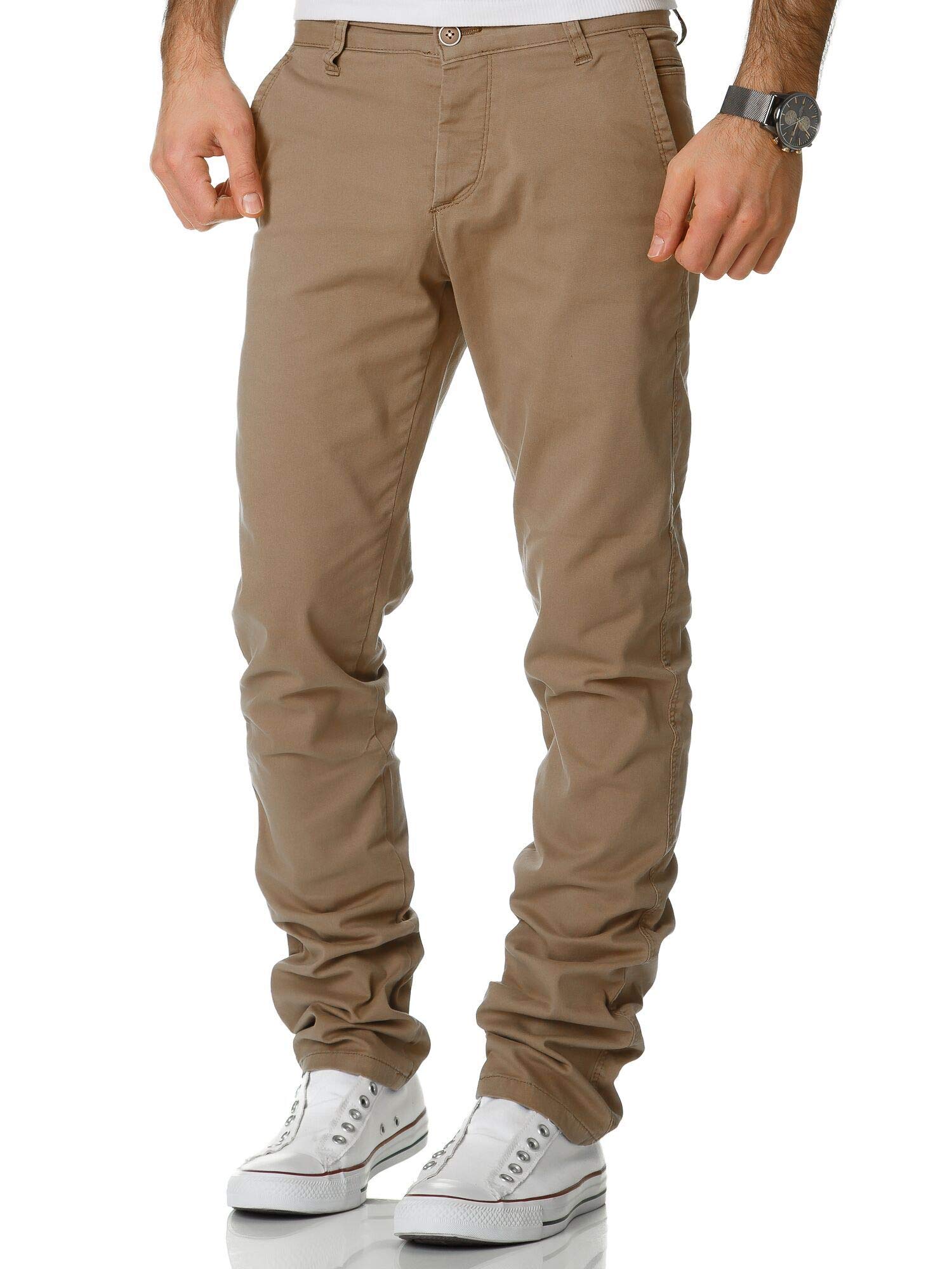 Amaci&Sons Herren Regular Slim Strech Chino Hose Fit 7009-10 Beige W32/L30