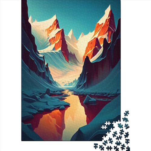 1000-teiliges Puzzle für Erwachsene, Red Mountain Lake, lustiges Puzzle für Erwachsene, 1000-teiliges Entspannungspuzzle, Spiele-Denkspiel (Größe: 75 x 50 cm)