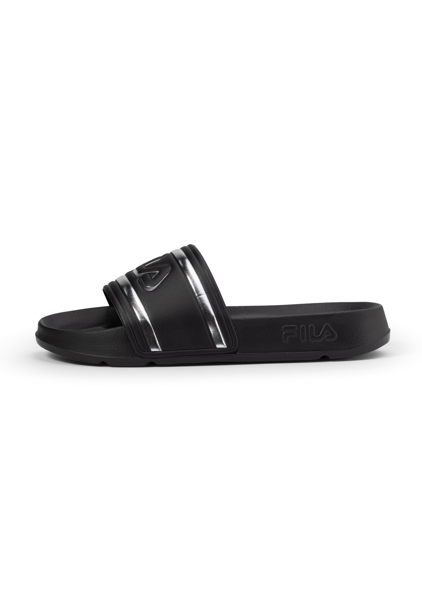 FILA Damen Morro Bay Logo Slipper wmn Slide Sandal, Black-Silver, 39 EU