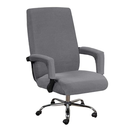 JHLD Spandex Bürostuhl Bezug, Stretch Bezug Für Bürostuhl Jacquard Drehstuhl Bezug Mit Reißverschlüssen Abnehmbare Waschbar Für Computer Chair-grau-XL