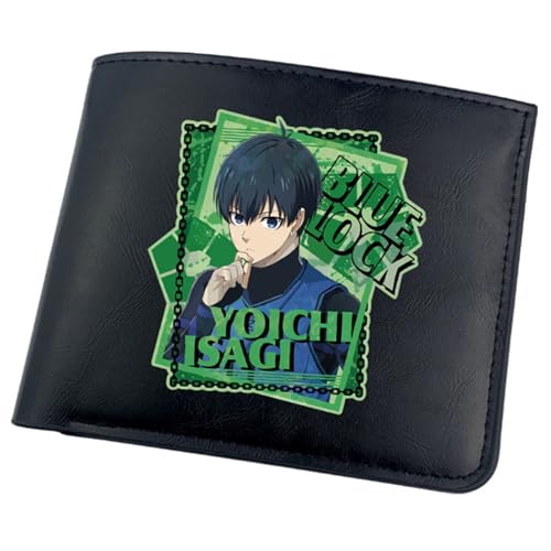 RYNDEX Blue Lo-ck Geldbörse Anime, Kunstleder Kartenetui Geldtasche mit Münzfach, PU-Leder Geldbörse Brieftasche Wallet, für Männer Geschenke(Color:Black 1)