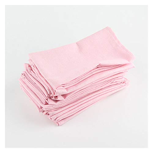 Wiederverwendbare Stoffservietten, Set von 12 Stück Tuch Servietten 40x40cm Baumwolle Leinen Servietten Tischsat Weiche Esstisch Servietten Matte Kinder Tisch Serviette Stoff(12 CJ006 4040Pink)