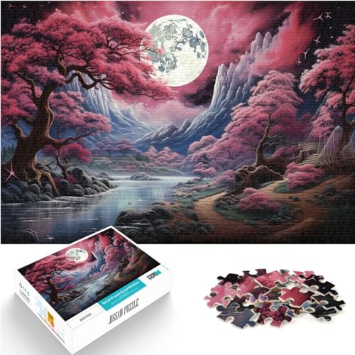 Puzzles Japanische Kirschblüten-Landschaftskunst Puzzles für Erwachsene 1000-teiliges Holzpuzzle als Geschenk für die ganze Familie 1000 Stück (50 x 75 cm)