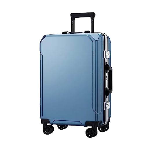 KJZQXYX Koffergepäck mit Spinnerrädern, Trolley-Koffer mit Aluminiumrahmen, zwei USB-Ladeanschlüssen, TSA-Zahlenschloss (light blue 22 in)