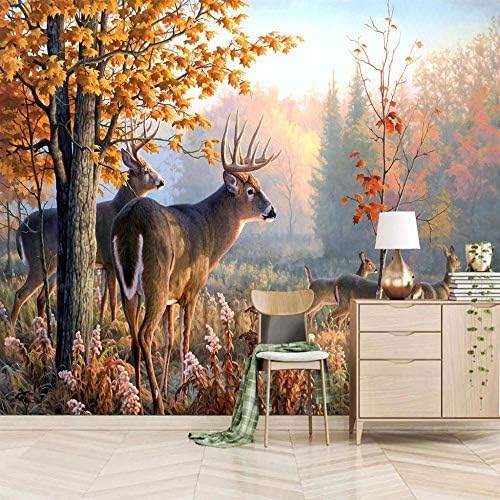 XLMING Wildtiere Und Hirsche Dekorationen 3D Tapeten Home Esszimmer Sofa Schlafzimmer Wohnzimmer TV Hintergrund-300cm×210cm