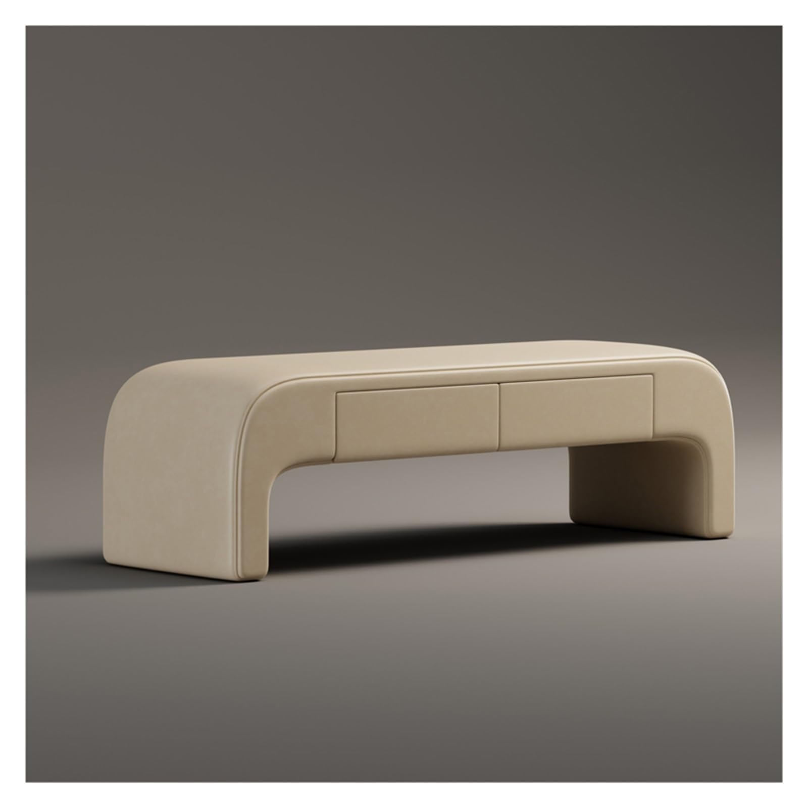 Sitzbank für Schlafzimmer Moderne Aufbewahrungsbank, gepolsterte Ottoman-Bank, Leder-Endhocker, niedliche Eingangsbank for Schlafzimmer, Wohnzimmer, Eingangsbereich mit 2 Schubladen Bettbank(Beige,180