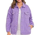 Cipo & Baxx Damen Jeansjacke Oversize Lang Denim Frezeitjacke WJ211 Lilac L