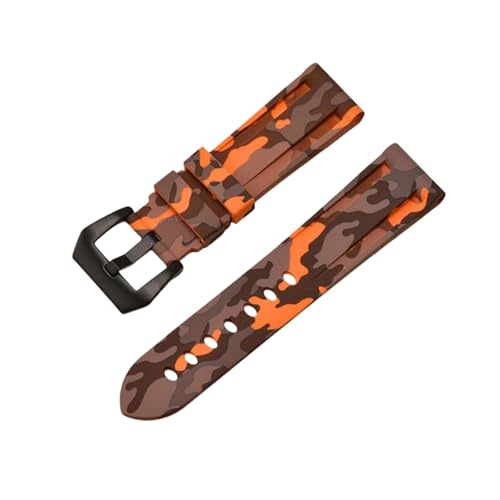 SpaRcz Uhrenarmband, Camouflage-Gummi-Uhrenarmband mit Nadelschließe, 20-26mm, Farbe 12, 22mm