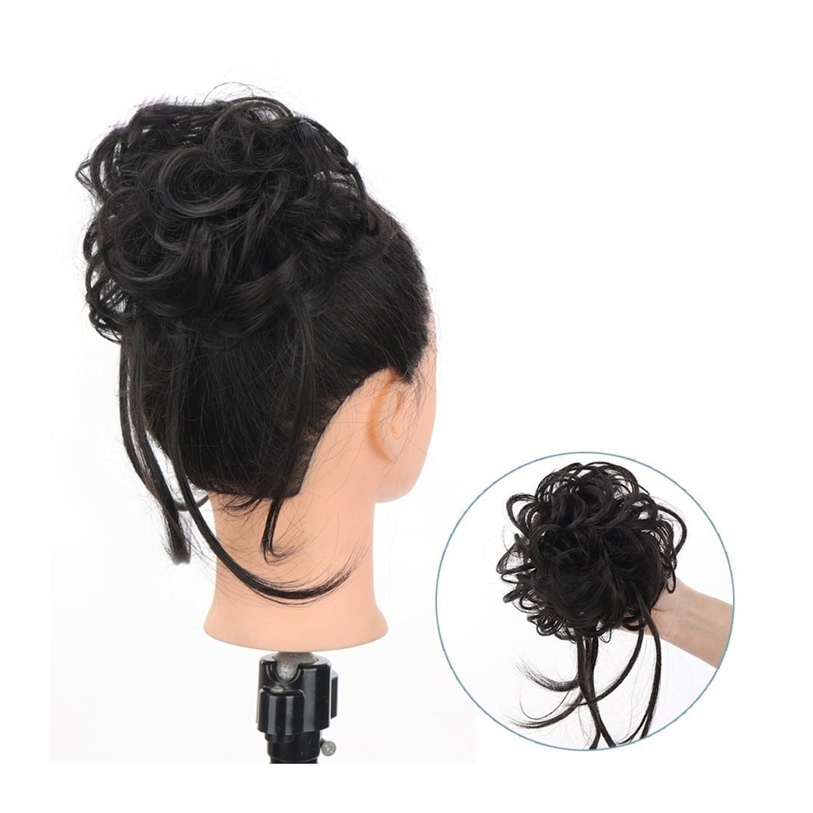 Bun Haarteile Scrunchie-Pferdeschwanz-Haarteile mit elastischem Haarband for Frauen und Mädchen, unordentliches Dutt-Haarteil, superlange, zerzauste Hochsteckfrisur, Haarknoten-Verlängerung, gewellt B