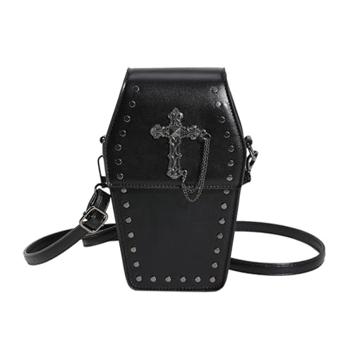 2023 Vielseitige Kleine Handytasche Nietenhandtasche Für Mädchen Frauen Geldbörse Halloween Gothic Tasche Sargförmige Tasche