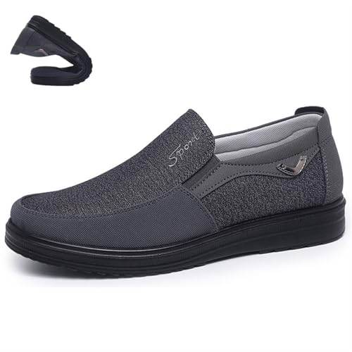 OTEB Klassische, lässige Schuhe aus altem Stoff, Slipper for Herren aus Segeltuch, flach, leicht, for das Fitnessstudio oder for Spazierengehen im Freien(Grey,45 EU)