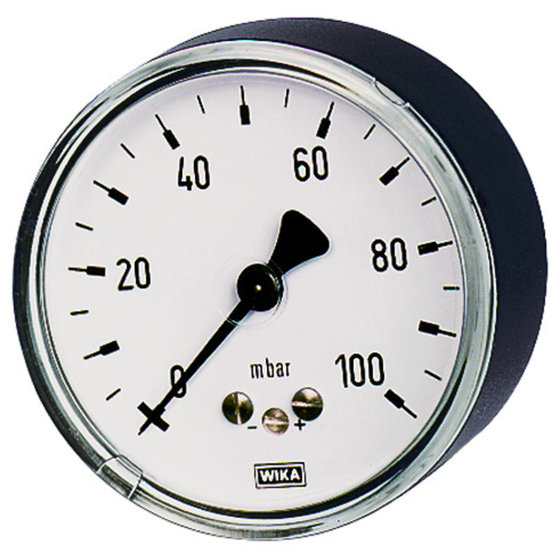 RIEGLER 102555-6821 Kapselfedermanometer, G 1/2 hinten exzentr, 0-40 mbar, Ø 100, 1Stk