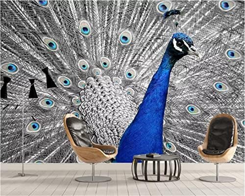 XLMING Exquisiter Blauer Pfau 3D Tapete Home Dekoration Wohnzimmer Sofa Schlafzimmer Tv Hintergrund Wand-200cm×140cm