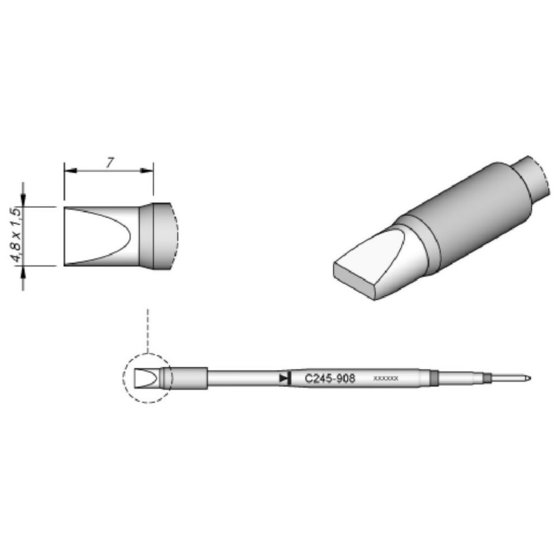 JBC - Lötspitze Serie C245 Meißelform, C245908/4,8 x 1,5mm, gerade, High Thermal