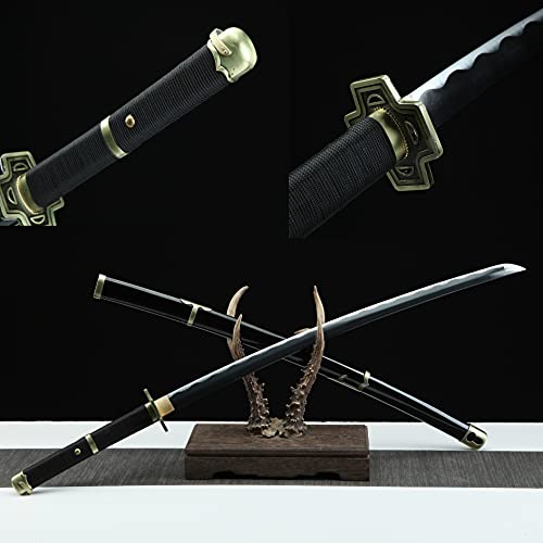 105cm Scharfes Samurai-Schwert,1045 Stahl Handgefertigtes Katana mit Massivholzscheide,echtes Messer für Kendo Iaido Cosplay Dekor Display sammeln