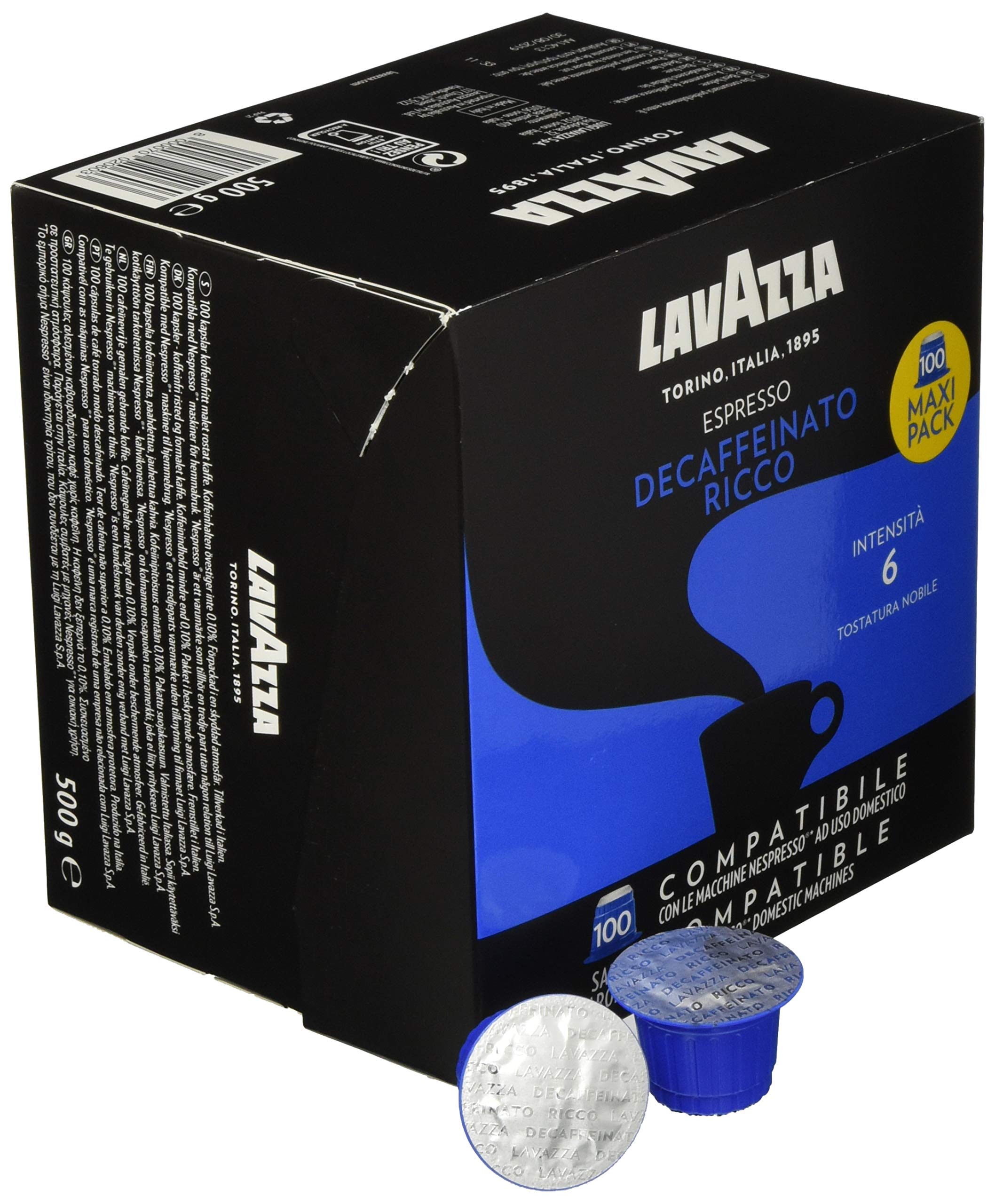 Lavazza Kapsel Espresso Decaffeinato Ricco 100 Kapseln, 1er Pack (1 x 500 g)