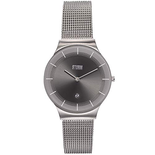 STORM London Mini Xenu, Edelstahlgehäuse, Mesh Armband, Mineralglas, 3 bar Wasserdicht, Datumsfunktion, 33 x 39mm (Grey)