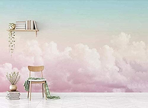 Schöner rosafarbener Himmel mit Wolken moderne Tapete mit Fresken Wohnzimmer Schlafzimmer Wanddekoration 3D Tapete Vlies Effekt Tv Die Fototapete Wandbild Wohnzimmer Schlafzimmer-430cm×300cm