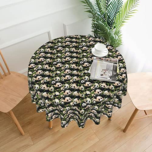 DMORJ Runde Tischdecke mit niedlichem Panda-Motiv, waschbar, Polyester, ideal für Buffet-Tische, Partys, Picknick-Mittagessen. - 152 cm