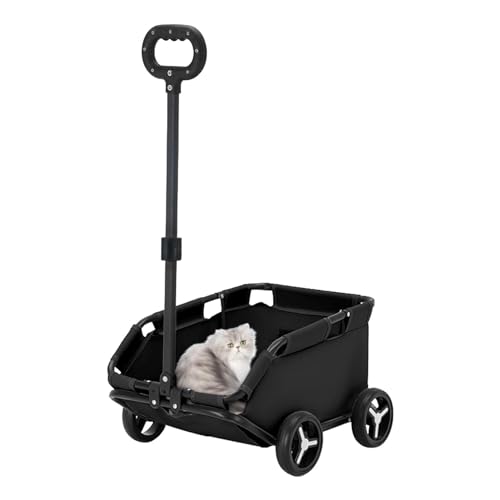 Kleiner Haustier-Kinderwagen | Hundebuggy für kleine Hunde | 4 Räder, leichter faltbarer Hundewagen, Hundewagen mit Reißverschluss für Welpen, kleine Hunde, Katzen, Reisen, Einkaufen