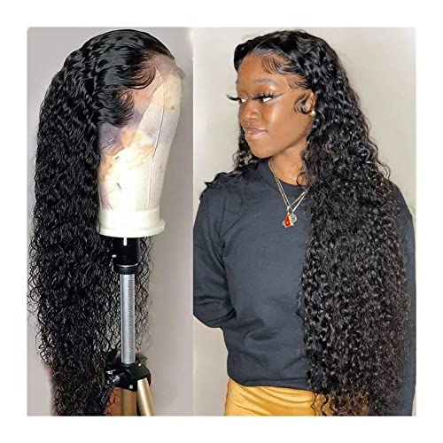 Perücken für Frauen Curly 360 Lace Front Echthaarperücken 16-34 "Transparente Lace Frontal Perücken Glueless Deep Wave Lace Perücke mit Babyhaar Brasilianische Remy-Haarperücken für die Tägliche Party