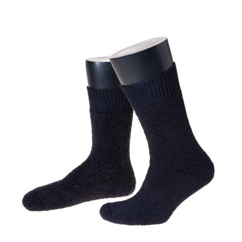 NORDPOL Kurze Thermosocke"Immerwarm" aus Vollplüsch (Woll-Polyester-Gemisch), 3 Paar, marine, Made in Germany, Gr. 39-41