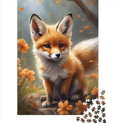 Puzzle für Erwachsene mit 1000 Tier-Fuchs-Puzzles, aus recycelter Holzplatte, geeignet für Teenager ab 12 Jahren, pädagogisches Puzzle zum Stressabbau, Spielzeug-Puzzle (Größe 75 x 50 cm)