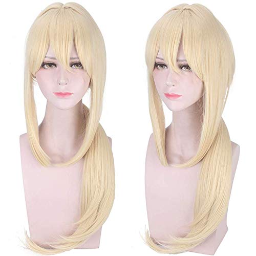 LINLINCD-Wig Anime Cosplay Perücke for Fasching Nachtleben CluI Party Dress Up Perücke Perücke Violett Evergarden Violett Lange Glatte Haare Hawkins Burub Gambili Farbe: Violett Double Twist