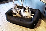 4L Textil Koko Wasserabweisendes Hundebett mittelgroße Hunde Hundekorb Bezug abnehmbar und waschbar Hundekissen Hundekörbchen Schwarz ((80x60 cm, Schwarz))