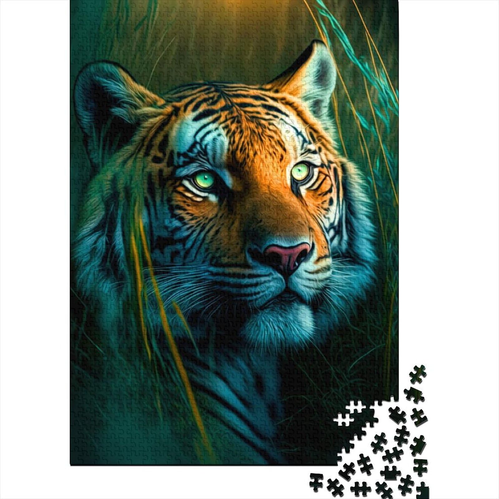 Tiger-Puzzle, 1000 Teile, Puzzle für Erwachsene und Teenager, großes Holzpuzzle für Erwachsene, nachhaltiges Puzzle für Erwachsene (75 x 40 cm)