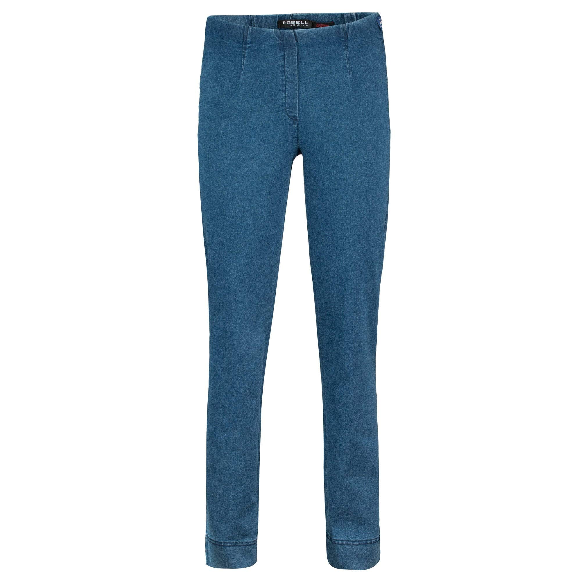 Robell Style Marie – Bequeme, Denim Power Stretch Jeans, Gerade geschnittenes Bein mit Schlitz Farbe Denimblue Größe 38