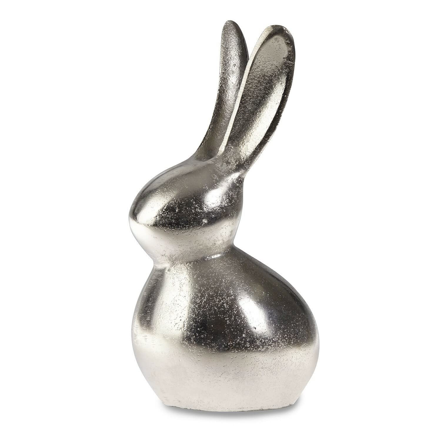 Loberon Deko-Hase Benji, modernes Design, Osterhase mit edlem Finish, Wohn-Accessoire, Ostern, Osterdeko, Osterfiguren, Aluminiumguss, Silber