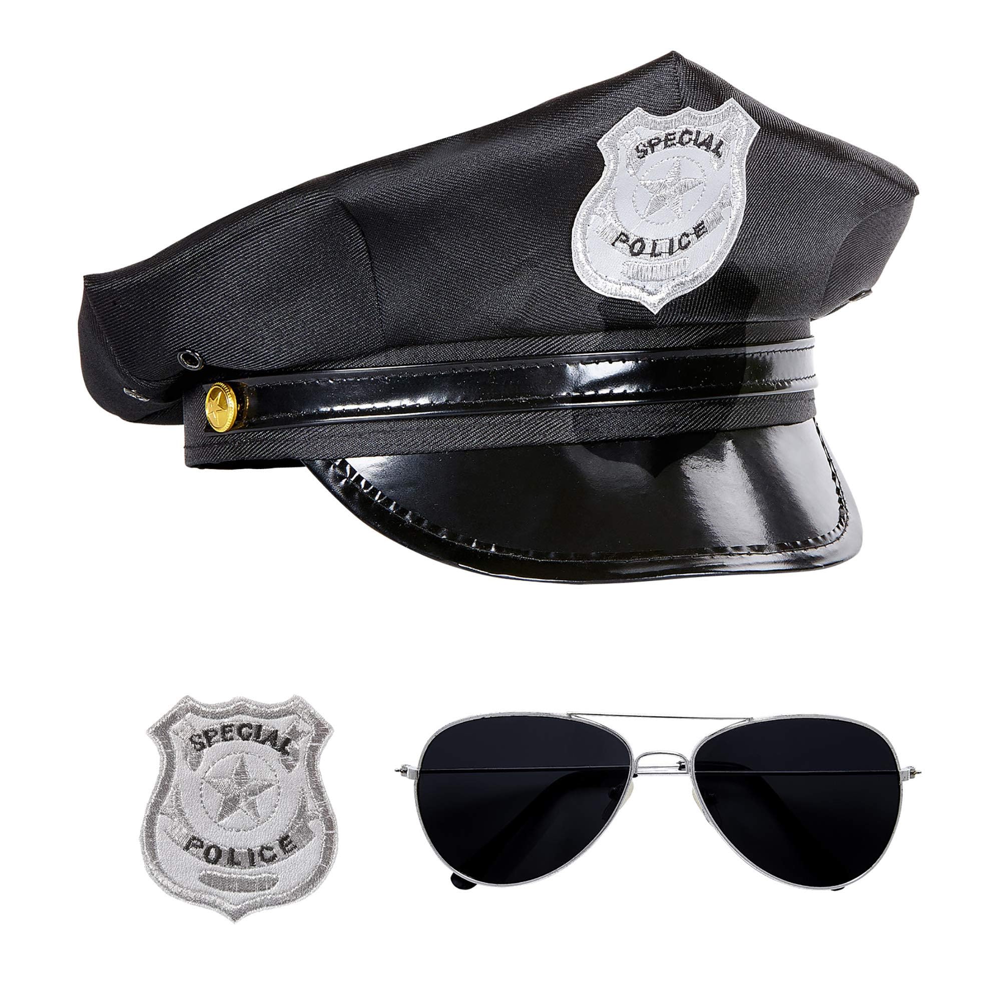 W WIDMANN MILANO Party Fashion 95719 - Verkleidungsset Polizist, Hut, Brille und Dienstmarke, Mottoparty, Karneval