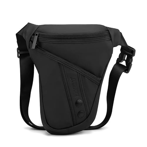 Leg Bag Motorrad Motorrad Oberschenkeltasche Männer Nylon wasserdichte Bein Tasche Motorrad Multifunktionale Messenger Schulter Tasche Gürtel Hüfte Wiege Taille Hosen Tasche(A black)